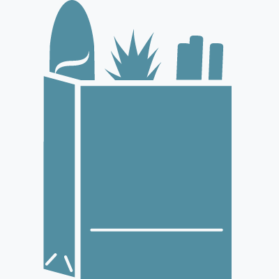 Teal colored grocery bag icon